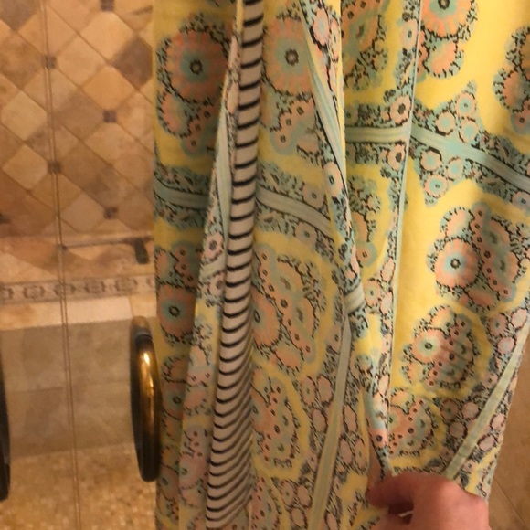 Nanette Lepore yellow dress with striped underlay - Picture 2 of 5